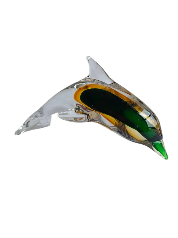 Sunset_Splash_-_Amber_&_Emerald_Handblown_Glass_Dolphin_Figurine