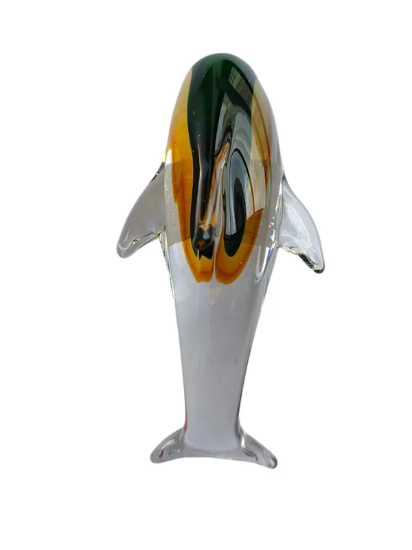 Sunset_Splash_-_Amber_&_Emerald_Handblown_Glass_Dolphin_Figurine