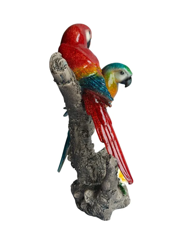 Tropical_Companions_-_Pair_of_Lovebird_Macaw_Parrots_Couple_Figurine