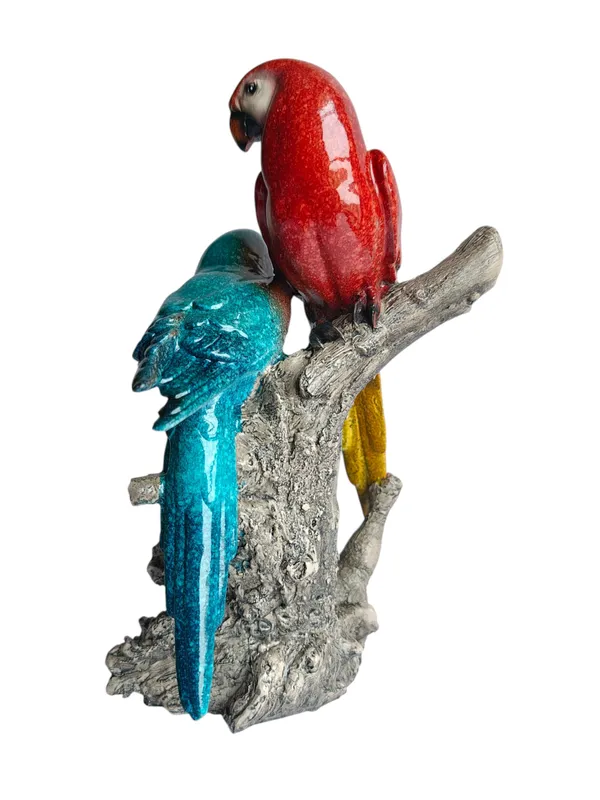 Tropical_Companions_-_Pair_of_Lovebird_Macaw_Parrots_Couple_Figurine