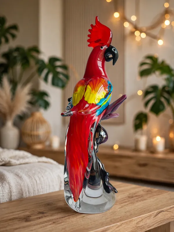 Vibrant_Red_Parrot_Glass_Decorative_Figurine