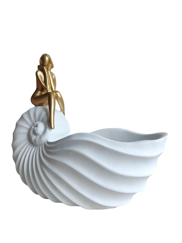 Lady_Shell_Bowl_-_Coastal_White_Shell_Storage_with_Gold_Figure