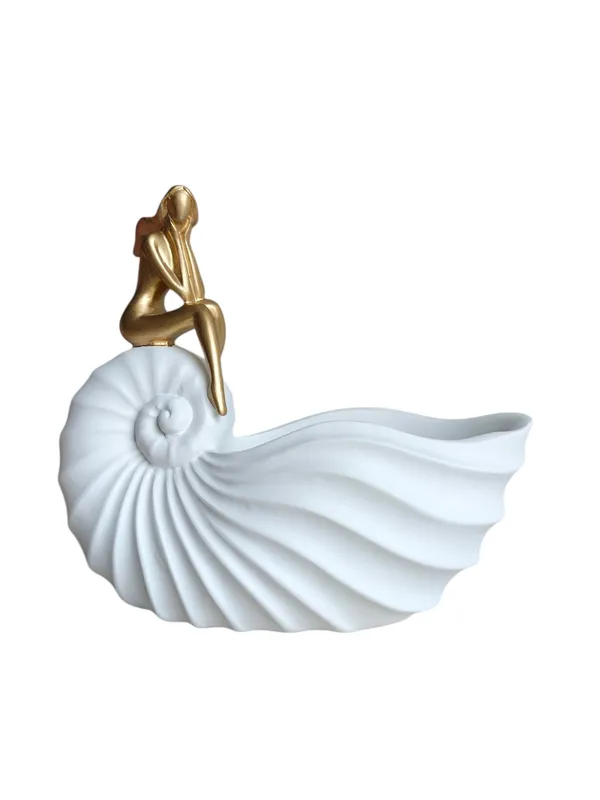 Lady_Shell_Bowl_-_Coastal_White_Shell_Storage_with_Gold_Figure