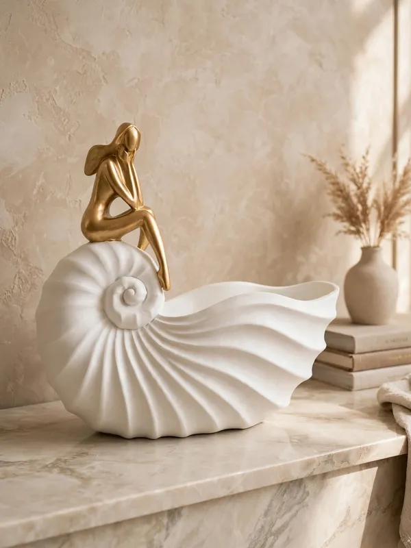 Lady_Shell_Bowl_-_Coastal_White_Shell_Storage_with_Gold_Figure