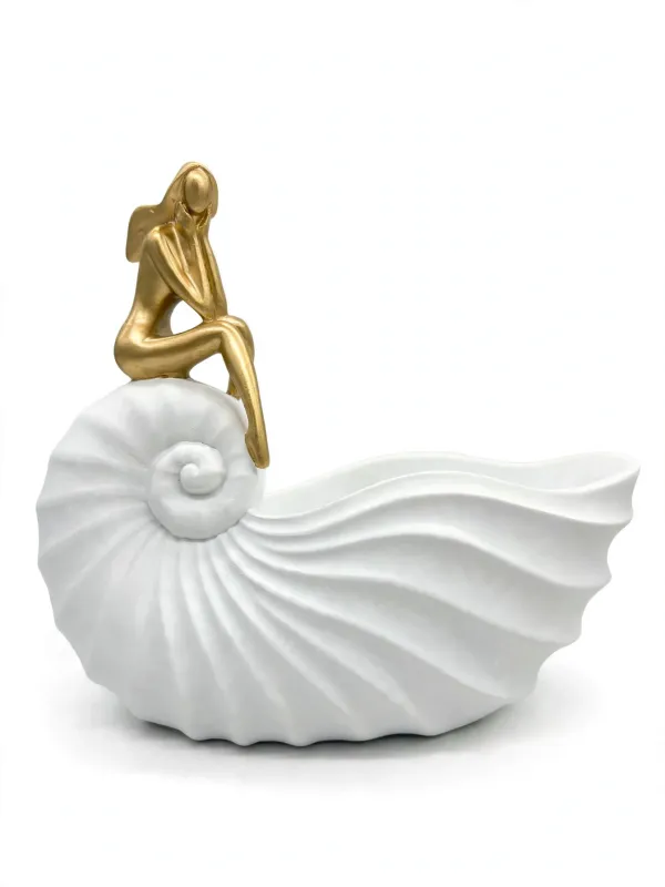 Lady_Shell_Bowl_-_Coastal_White_Shell_Storage_with_Gold_Figure