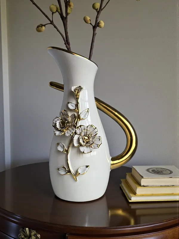 Premium_&_Elegant_White_&_Golden_Ceramic_Jar_Shaped_Vase