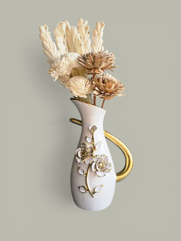 Premium_&_Elegant_White_&_Golden_Ceramic_Jar_Shaped_Vase