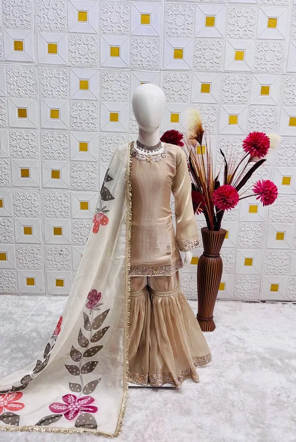 Launching_New_??signer_Party_Wear_Look_Heavy_Pure_GMY_SILK_Top_Sharara_&_Dupatta_Set