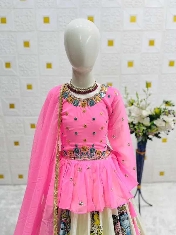 Pink_Kedia_Style_Fully_Stitched_Lehenga_Set_For_Girls