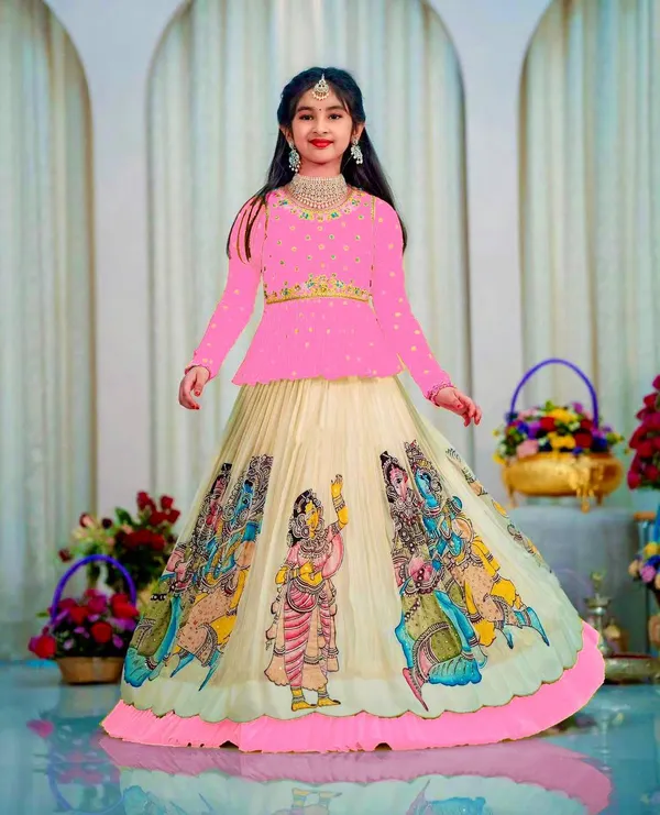 Pink_Kedia_Style_Fully_Stitched_Lehenga_Set_For_Girls