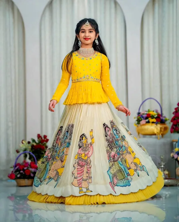 Yellow_Kedia_Style_Fully_Stitched_Lehenga_Set_For_Girls