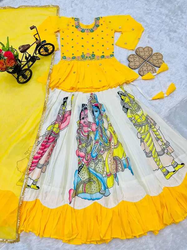 Yellow_Kedia_Style_Fully_Stitched_Lehenga_Set_For_Girls