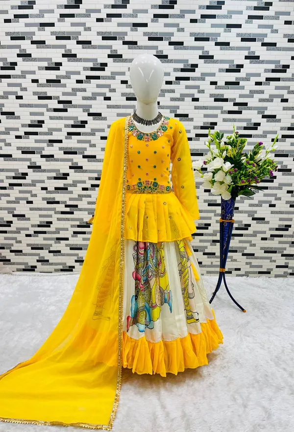Yellow_Kedia_Style_Fully_Stitched_Lehenga_Set_For_Girls