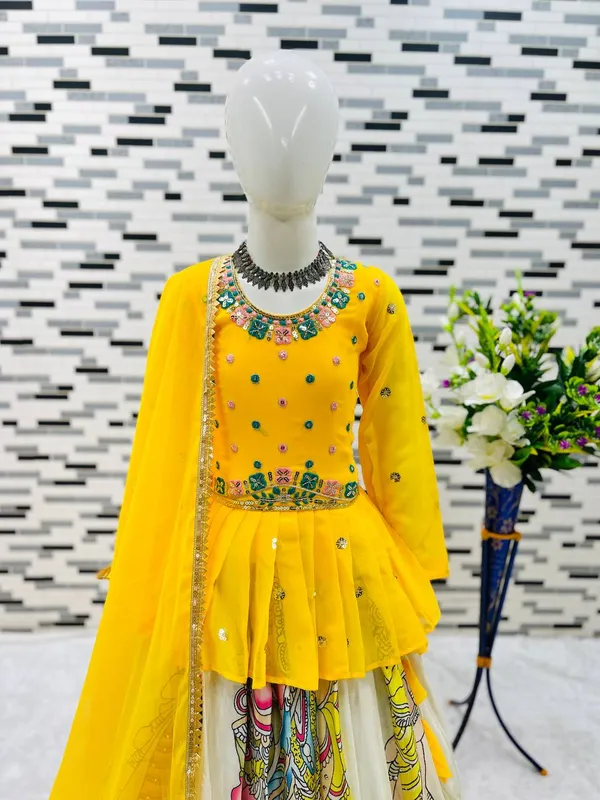 Yellow_Kedia_Style_Fully_Stitched_Lehenga_Set_For_Girls