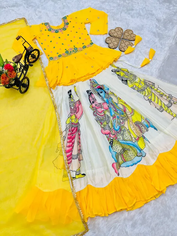 Yellow_Kedia_Style_Fully_Stitched_Lehenga_Set_For_Girls