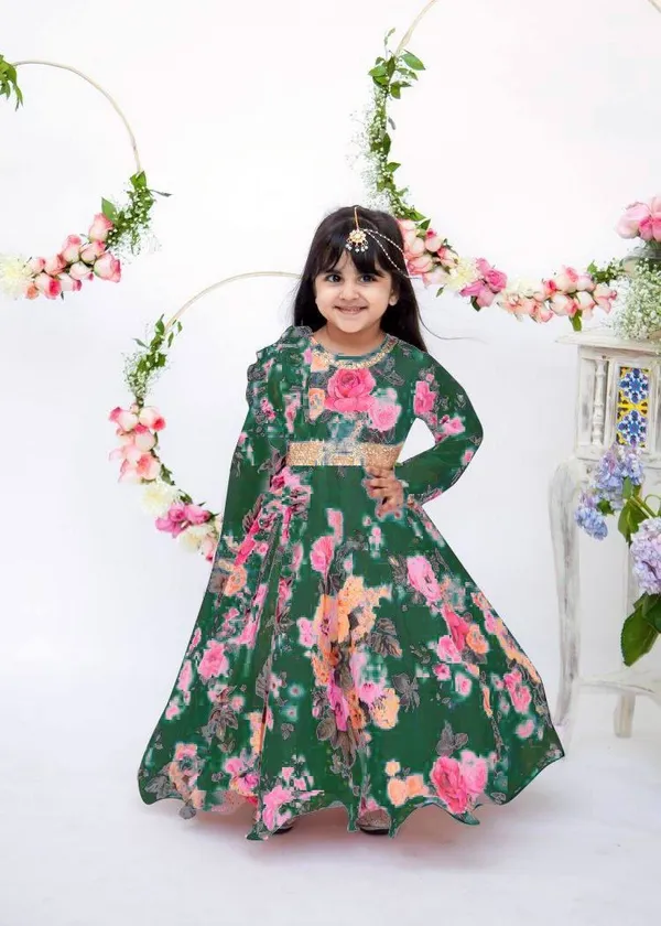 Green_Presenting_New_Designer_Heavy_Faux_Georgette_With_Digital_Print_Work_Gown_For_Girls