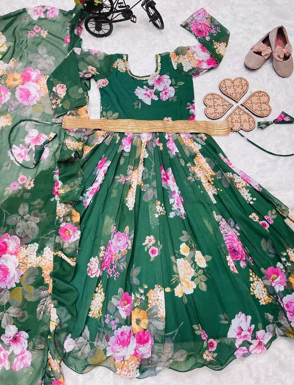 Green_Presenting_New_Designer_Heavy_Faux_Georgette_With_Digital_Print_Work_Gown_For_Girls