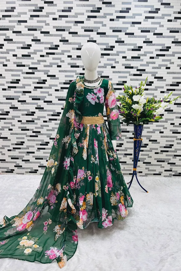 Green_Presenting_New_Designer_Heavy_Faux_Georgette_With_Digital_Print_Work_Gown_For_Girls