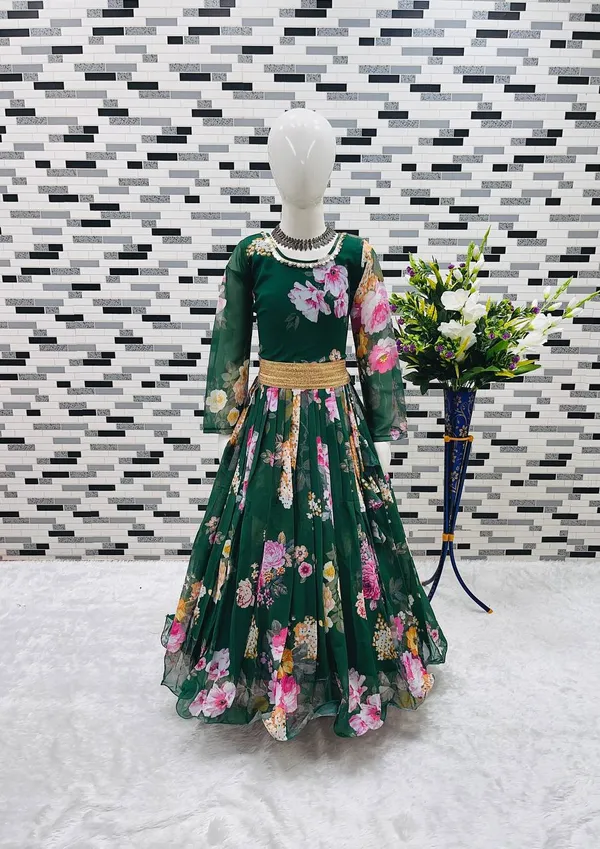 Green_Presenting_New_Designer_Heavy_Faux_Georgette_With_Digital_Print_Work_Gown_For_Girls