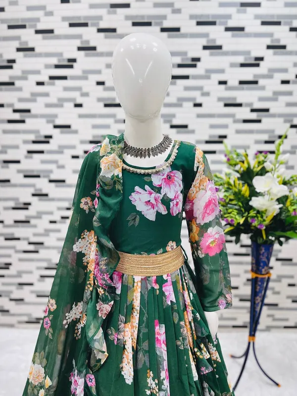 Green_Presenting_New_Designer_Heavy_Faux_Georgette_With_Digital_Print_Work_Gown_For_Girls