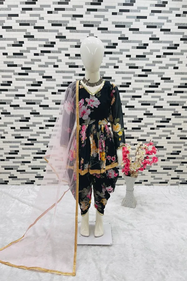 Black_New_Designer_Heavy_Faux_Georgette_Dhoti_Salwar_Suit_For_Girls