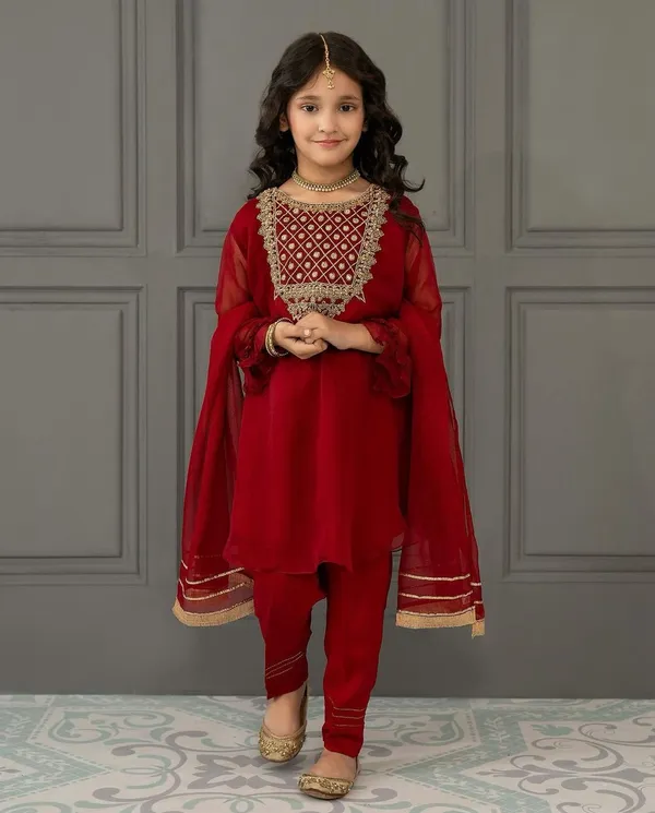 Maroon_New_Designer_Heavy_Faux_Georgette_Embroidery_Work_Top_And_Bottom_For_Girls