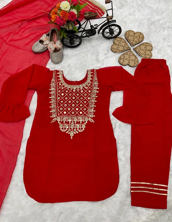 Maroon_New_Designer_Heavy_Faux_Georgette_Embroidery_Work_Top_And_Bottom_For_Girls