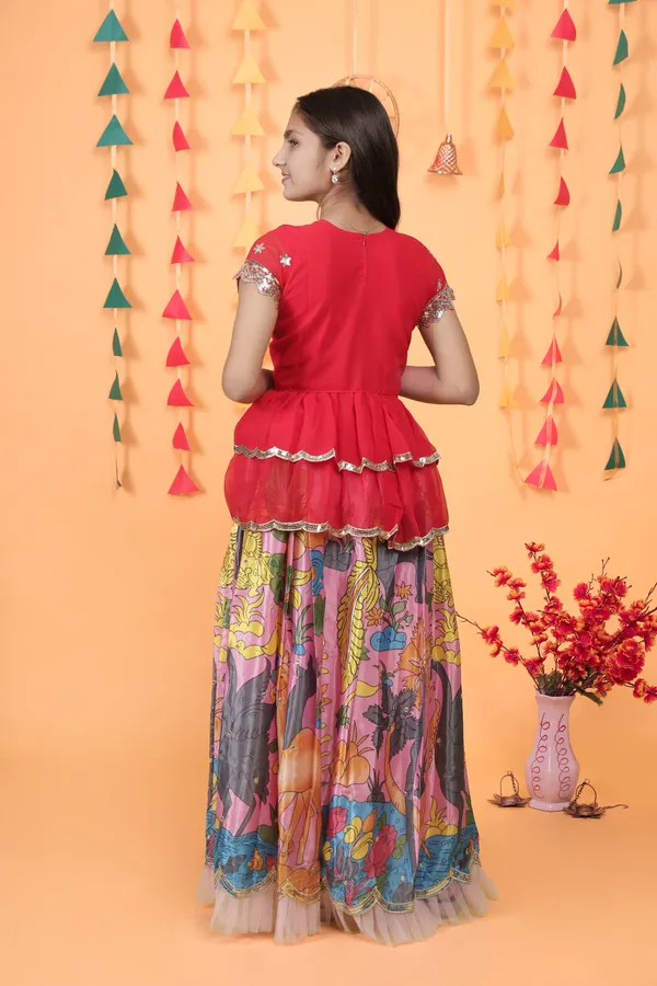 Pink_New_Designer_Kedia_Style_Fully_Stitched_Lehenga_Set_For_Girls