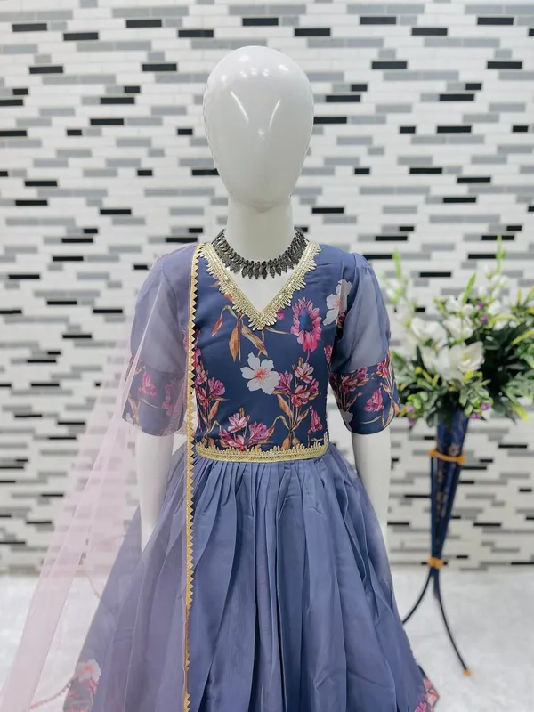 Blue_New_Designer_Taffeta_Silk_Organza_With_Digital_Print_Work_Gown_For_Girls