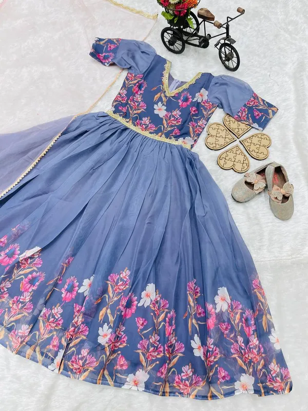 Blue_New_Designer_Taffeta_Silk_Organza_With_Digital_Print_Work_Gown_For_Girls