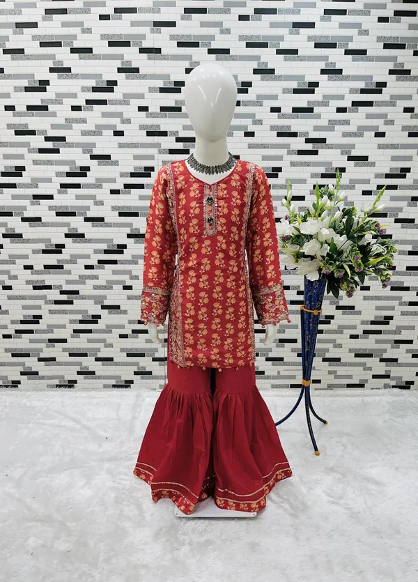 Red_Trending_Top_With_Sharara_And_Dupatta_For_Girls