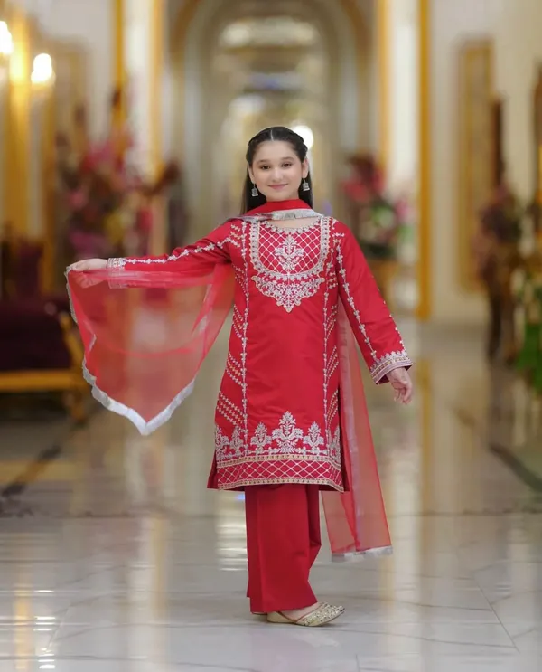 Red_Trending_Top_With_Bottom_And_Dupatta_Set_For_Girls