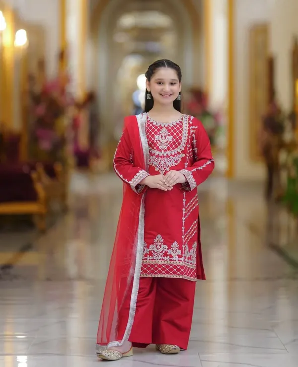 Red_Trending_Top_With_Bottom_And_Dupatta_Set_For_Girls