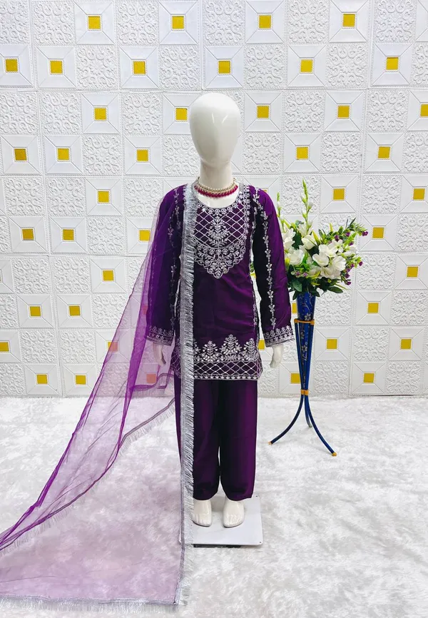 Purple_Trending_Top_With_Bottom_And_Dupatta_Set_For_Girls