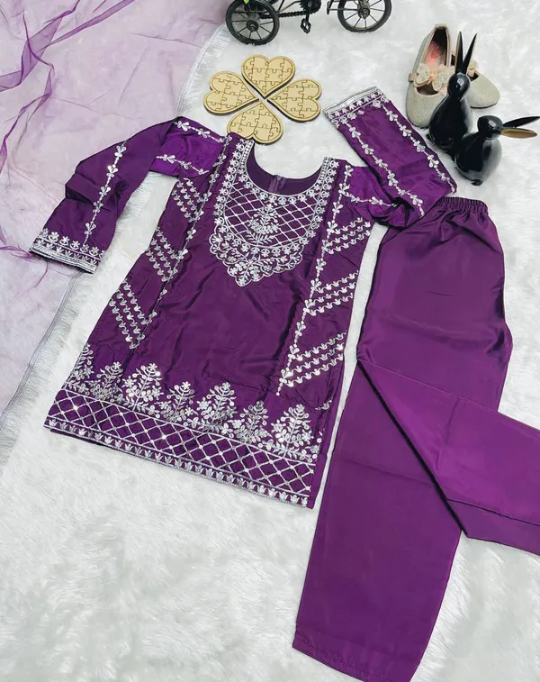 Purple_Trending_Top_With_Bottom_And_Dupatta_Set_For_Girls