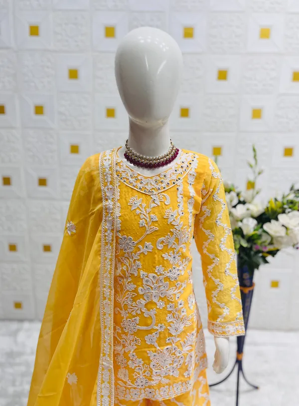 Yellow_Designer_Wear_Top_With_Sharara_And_Dupatta_Set_For_Girls