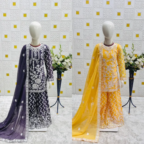 Yellow_Designer_Wear_Top_With_Sharara_And_Dupatta_Set_For_Girls