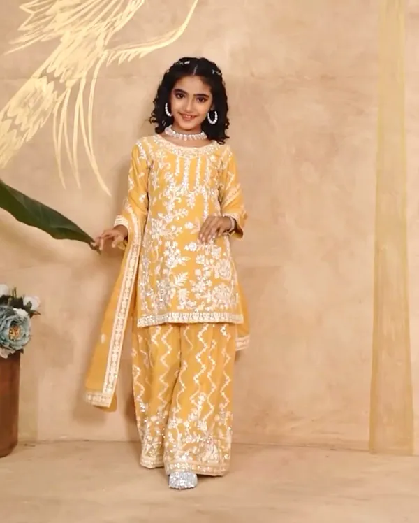 Yellow_Designer_Wear_Top_With_Sharara_And_Dupatta_Set_For_Girls