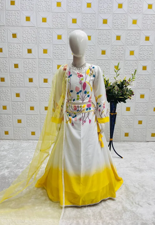 White_&_Yellow_Heavy_Natural_Crepe_Silk_Lehenga_Choli_Set_For_Girls