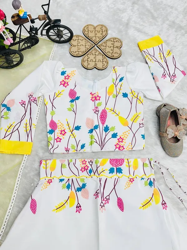 White_&_Yellow_Heavy_Natural_Crepe_Silk_Lehenga_Choli_Set_For_Girls