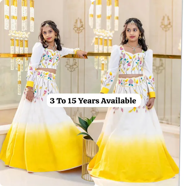 White_&_Yellow_Heavy_Natural_Crepe_Silk_Lehenga_Choli_Set_For_Girls