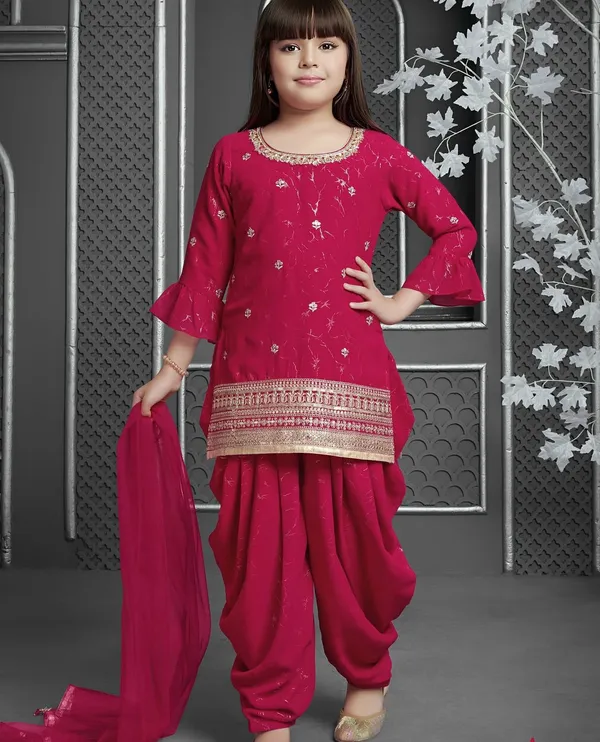 Rani_Top_With_Dhoti_Full_Stitched_Salwar_And_Dupatta_For_Girls