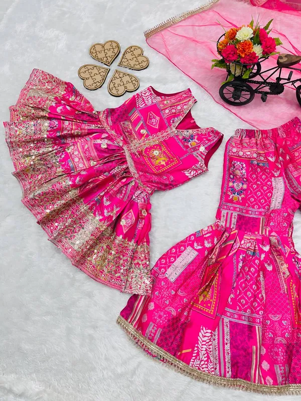 Pink_New_Designer_Heavy_Japan_Satin_Embroidery_Work_Top_And_Sharara_For_Girls