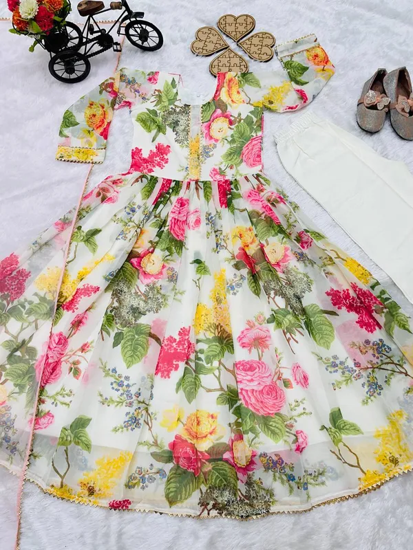White_Presenting_New_Designer_Heavy_Faux_Georgette_With_Digital_Print_Work_Gown_For_Girls