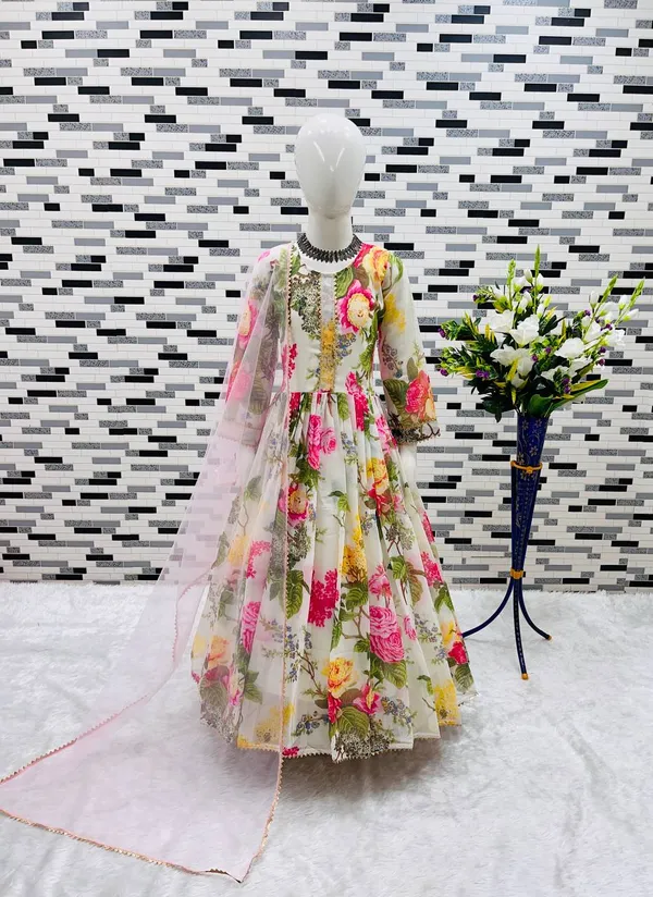White_Presenting_New_Designer_Heavy_Faux_Georgette_With_Digital_Print_Work_Gown_For_Girls