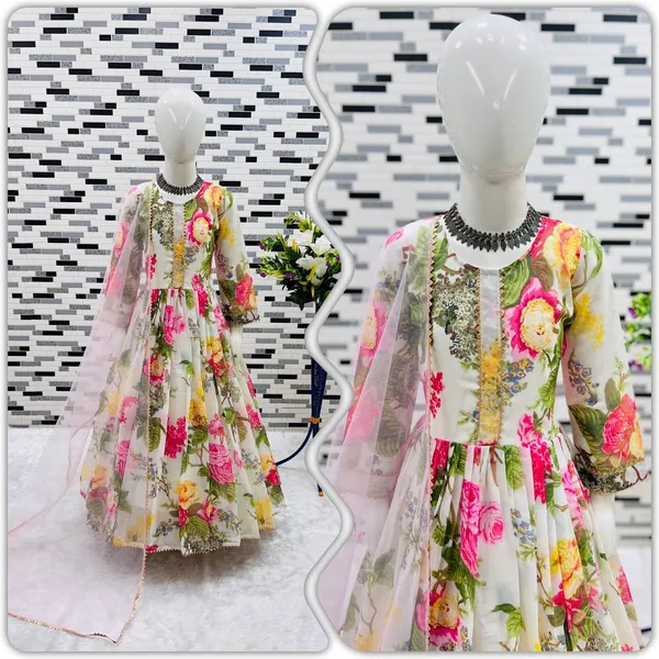White_Presenting_New_Designer_Heavy_Faux_Georgette_With_Digital_Print_Work_Gown_For_Girls