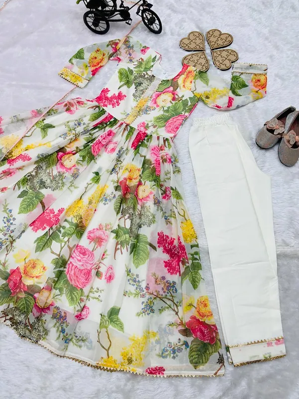 White_Presenting_New_Designer_Heavy_Faux_Georgette_With_Digital_Print_Work_Gown_For_Girls