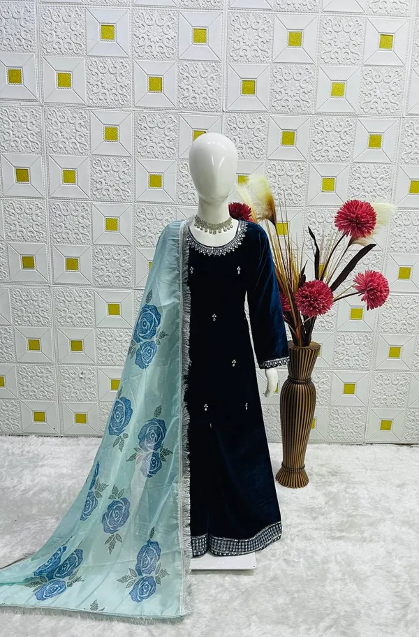 DESIGNER_WEAR_TRENDING_VISCOSE_VELVET_TOP-SHARARA_AND_DUPATTA_SET_READY_TO_WEAR_COLLECTION