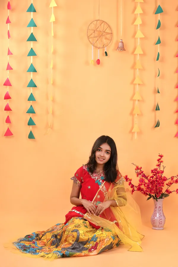 Yellow_New_Designer_Kedia_Style_Fully_Stitched_Lehenga_Set_For_Girls