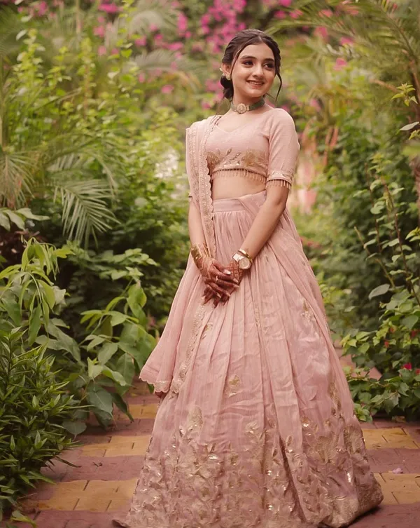 Peach_Stylish_Fully_Stitched_Lehenga-Choli_Set_For_Girls